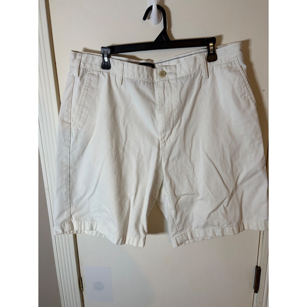 Nautica Womens White Chino Shorts Cotton Twill Flat Front Casual Summer Pockets